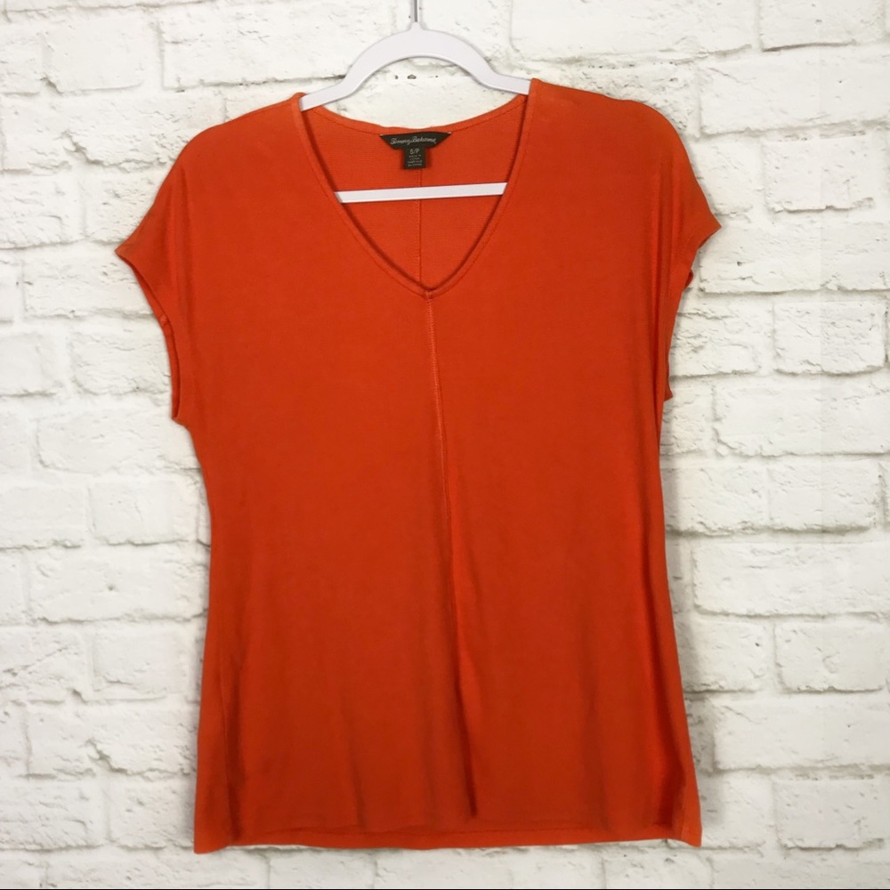 Tommy Bahama Ribbed Soft VNeck Cap Sleeve Tshirt S